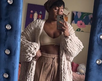 Plumero de punto grueso hecho a mano: extragrande, colores personalizados