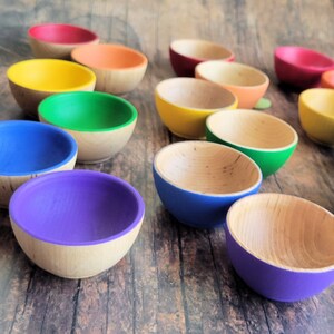 Sorting bowls - Montessori wooden learning toys - Montessori color, sorting, toys - Montessori sorting bowls - rainbow toys