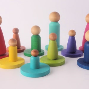 Loose parts play, Rainbow peg dolls, multicultural peg people image 5