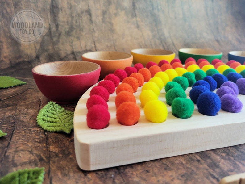 Montessori color sorting rainbow board Montessori wood toys Montessori materials occupational therapy fine motor skills image 10