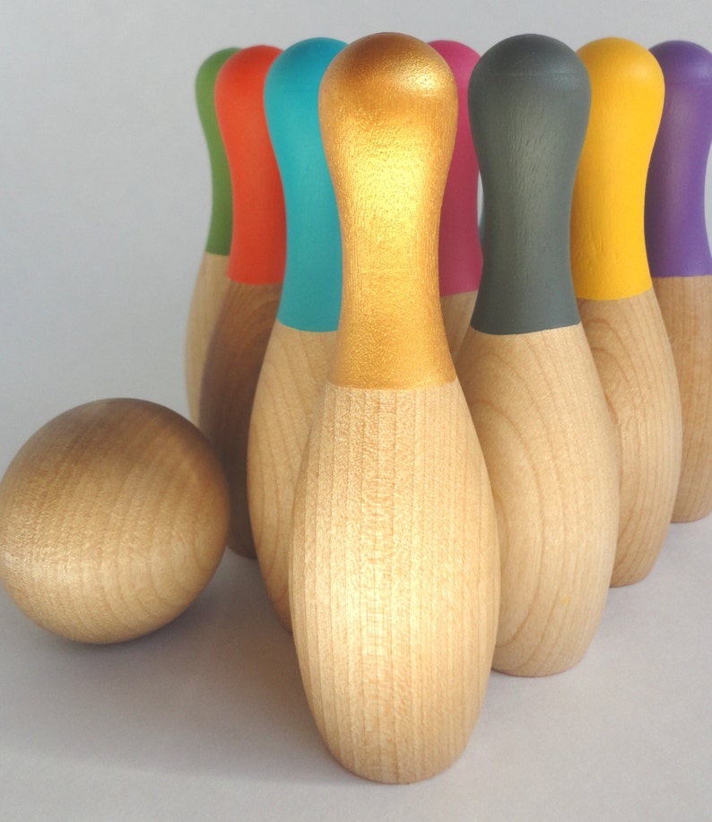 Wood Bowling Set Kids Bowling Set Etsy