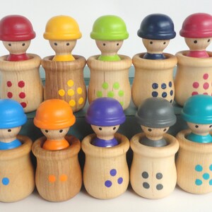 Wooden Toy - Number game, learning toy, educational - Men in Pots