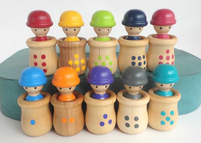 Giocattolo di legno Gioco di numeri, giocattolo di apprendimento, educativo Men in Pots Men in pots only