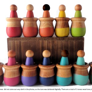 Loose parts play, Rainbow peg dolls, multicultural peg people image 2
