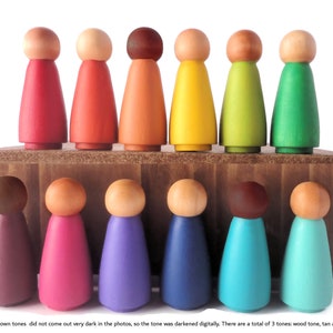 Loose parts play, Rainbow peg dolls, multicultural peg people image 1