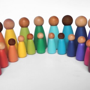 Loose parts play, Rainbow peg dolls, multicultural peg people image 6