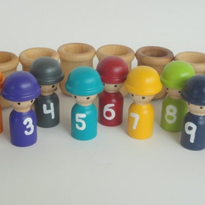 Giocattolo di legno Gioco di numeri, giocattolo di apprendimento, educativo Men in Pots immagine 4