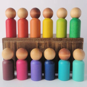 Peg people, peg doll set, Loose parts play, Multicultural peg people