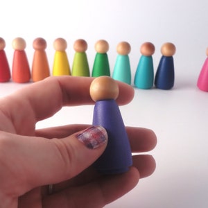 Loose parts play, Rainbow peg dolls, multicultural peg people image 3