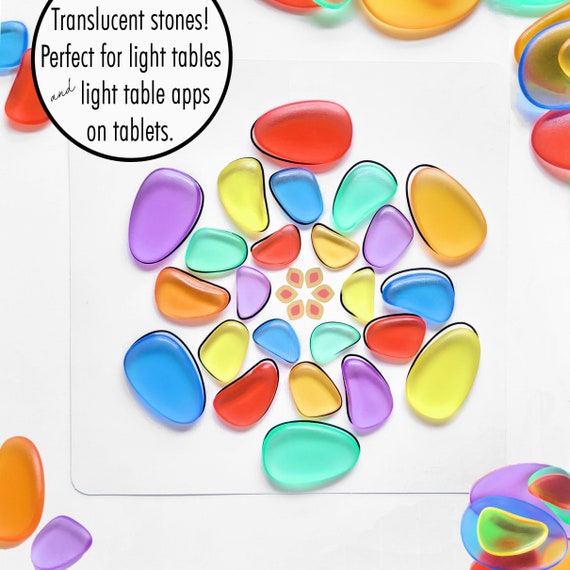Montessori Rainbow Stones, Light Table Manipulatives, Light Table