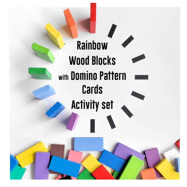 Wood blocks, wood dominoes, domino patterns, domino map, Montessori math, math manipulatives, learning toys, gift for big kids,