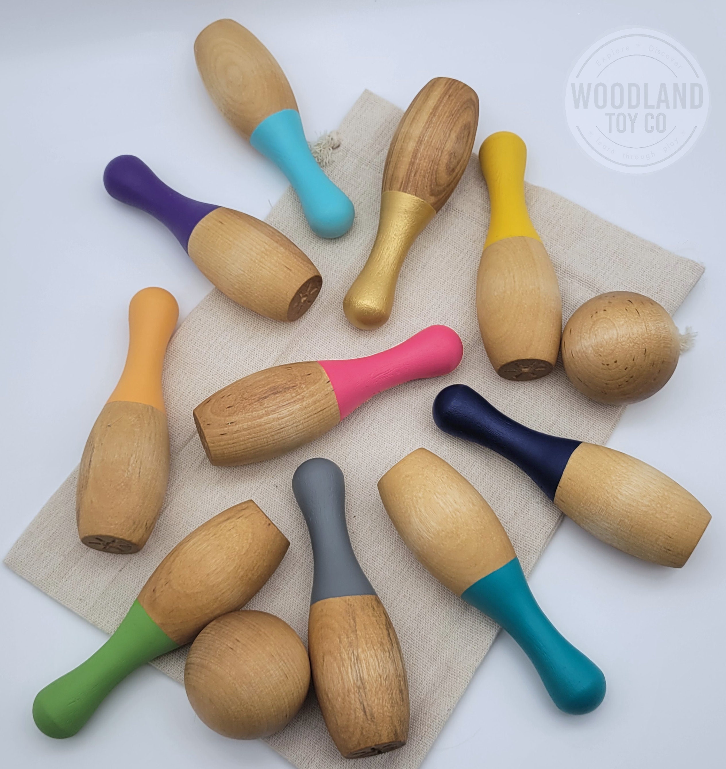 Juego de bolos de madera juego de bolos para niños juego de | Etsy