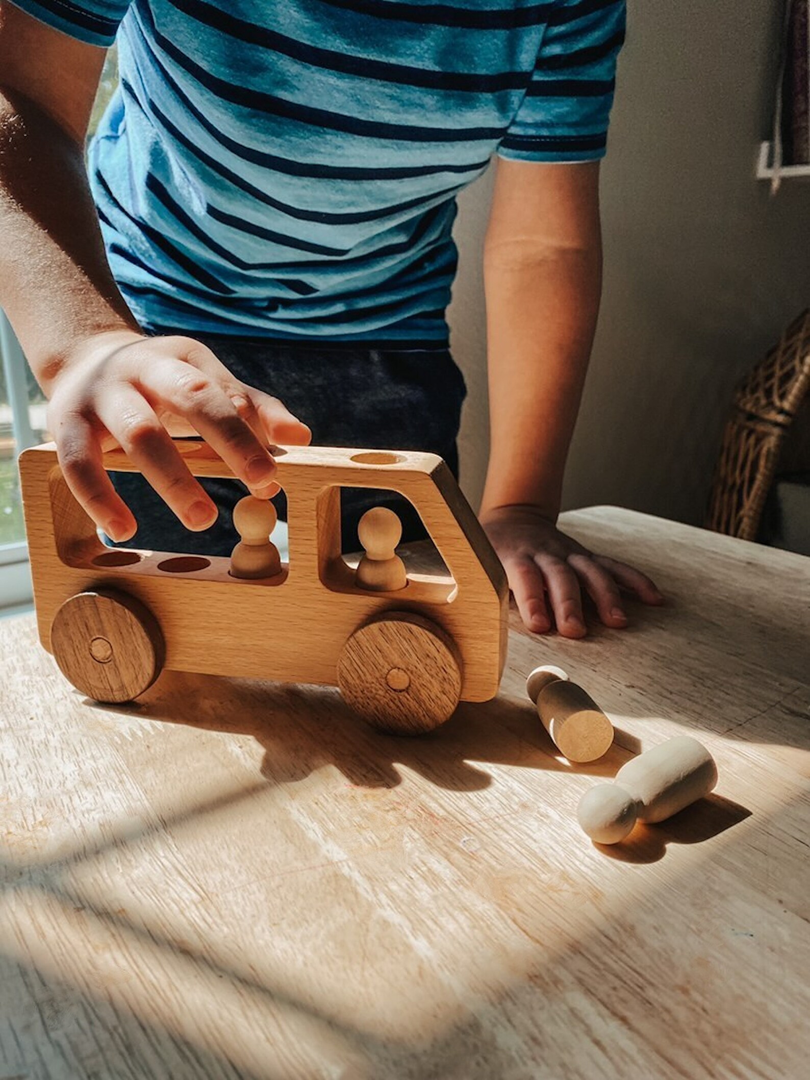 Wood Car Toy for Peg People Peg People Bus Easter Basket - Etsy