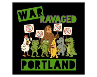 War Ravaged Portland 3.5 x 3.5  Square Vinyl Stickers