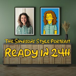 Spersonalizowany portret inspirowany Simpsonami ze zdjęcia – Żółty rysunek z kreskówki przedstawiający Ciebie, parę, rodzinę lub zwierzaka – zabawny spersonalizowany prezent