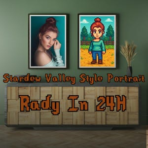 Custom Stardew Valley Inspired Style Portrait – Pixel Art of You, Couple, Family or Pet – Farm Life Inspired Digital Drawing