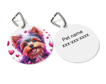 Yorkie Pet Tag - Customizable Dog ID Tag, Personalized Pet Name Tag, Cute Dog Tag, Pet Identification, Gift for Pet Lovers