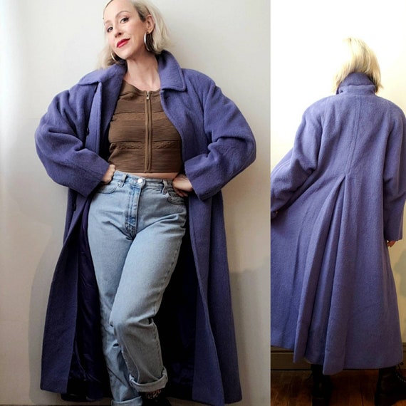 vintage 80s 90s camel hair swing coat periwinkle p