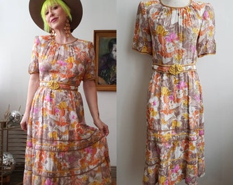 Vintage Hardy Amies London Boutique dress designer to the Queen floral Spring wedding guest garden tea party