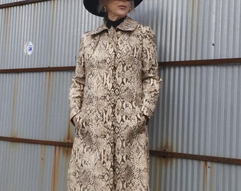 Vintage 60s 70s snakeskin print trench coat jacket Count Romi Mod