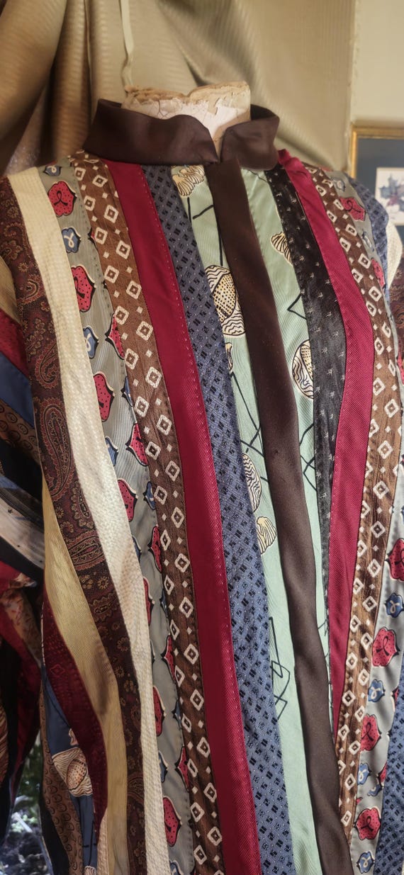 Vintage handmade patchwork tie jacket kimono styl… - image 13