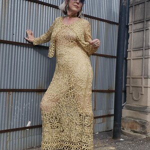 Vintage 2000s Early Aughts Soul Mates Silk Crochet Beaded Ribbon Maxi Dress  and Jacket Matching Set Butter Yellow Cream Bridal Hippie Boho - Etsy
