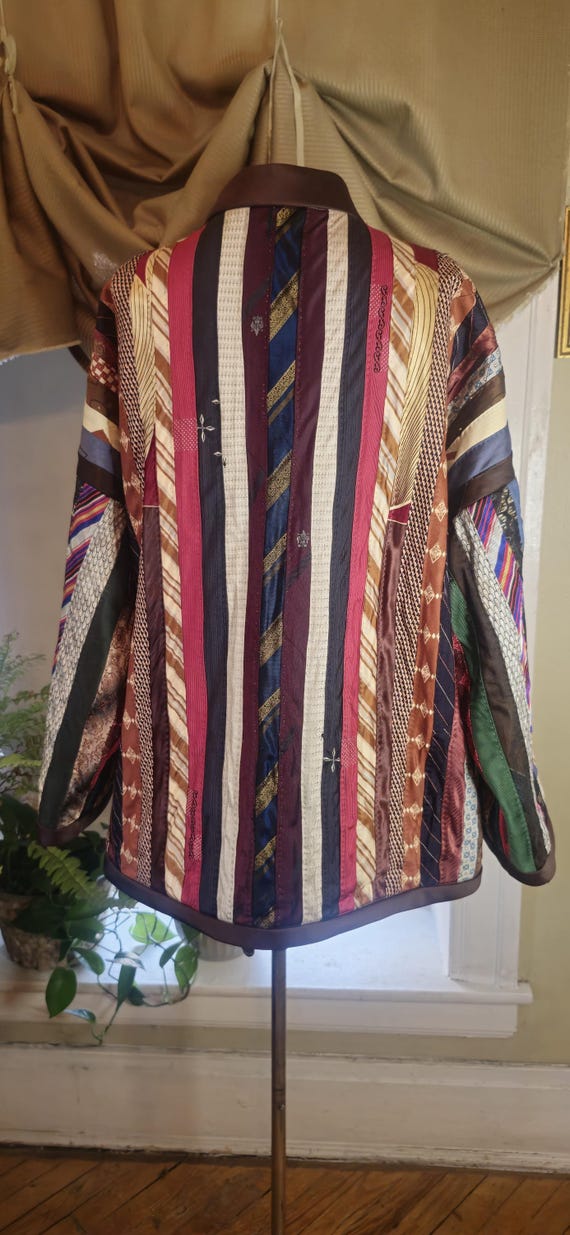 Vintage handmade patchwork tie jacket kimono styl… - image 7