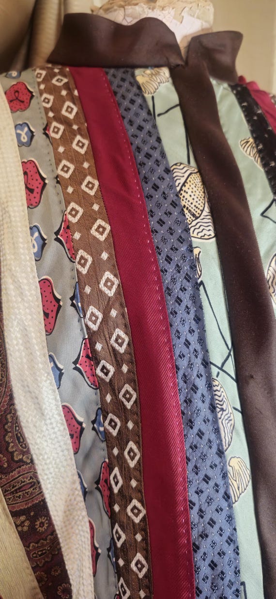 Vintage handmade patchwork tie jacket kimono styl… - image 12