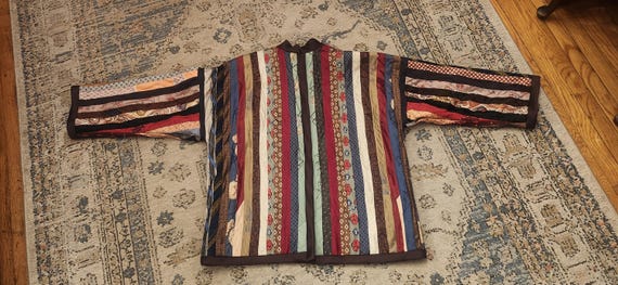Vintage handmade patchwork tie jacket kimono styl… - image 4