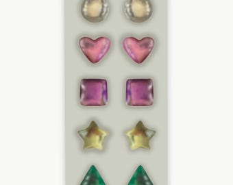 90s-Inspired Stick-On Flat Earring Sticker pack: Y2K Nostalgic Accessory