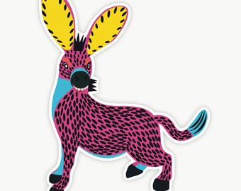Alebrije Animal Donkey Sticker: Mexican Folk Art Vinyl Decal
