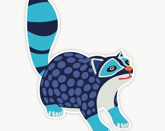 Alebrije Animal Raccoon Sticker: Mexican Folk Art Vinyl Decal