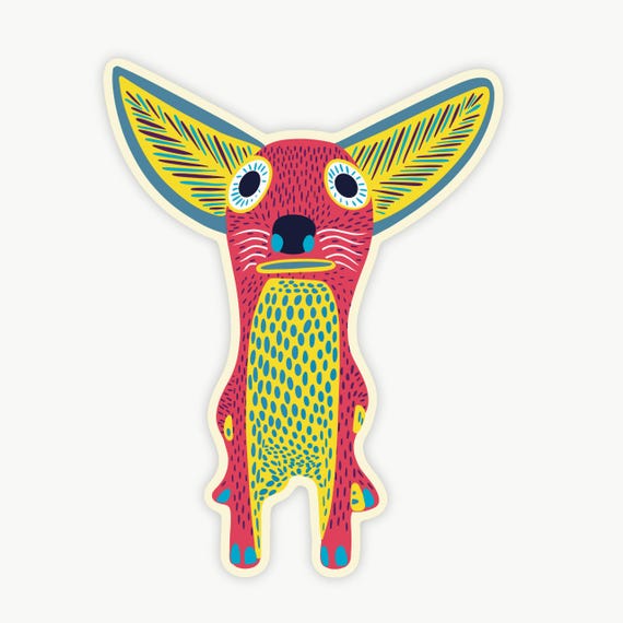Alebrije Animal Chihuahua Sticker: Mexican Folk Art Vinyl Decal