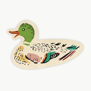 Retro Mallard Duck Sticker: Vintage Wildlife Art Decal
