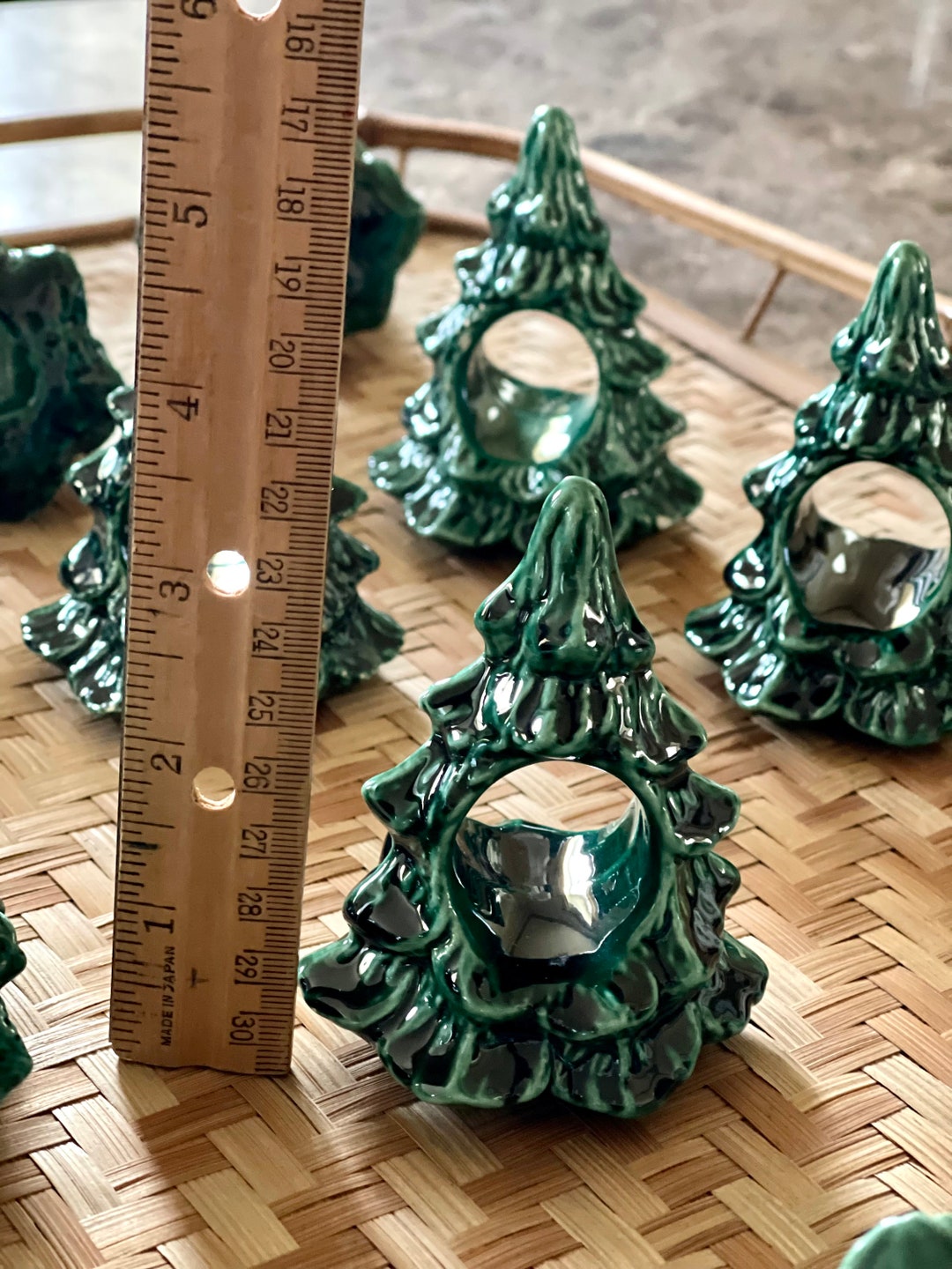 Handpainted Ceramic Christmas Tree Napkin Rings Set of 12 Etsy
