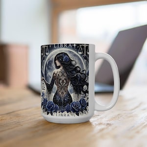 Zodiac Libra Ceramic Mug, 11oz 15oz, Horoscope Coffee Cup, Astrology Tea Mug, Birthday Gift for Libra, Constellation Drinkware