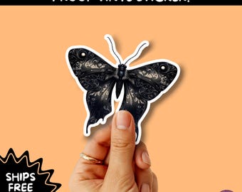 GOTH MOTH STICKERS | Gothic Insect Vinyl Stickers, Dark Aesthetic Stickers for Laptops Journals, Spooky Bug Stickers, Moth Witchy Decor