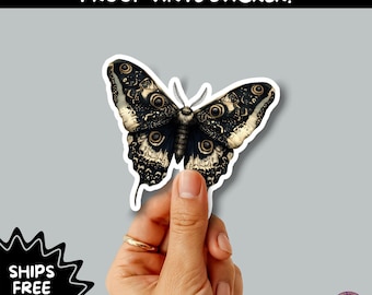 GOTH MOTH STICKERS | Gothic Insect Vinyl Stickers, Dark Aesthetic Stickers for Laptops Journals, Spooky Bug Stickers, Moth Witchy Decor