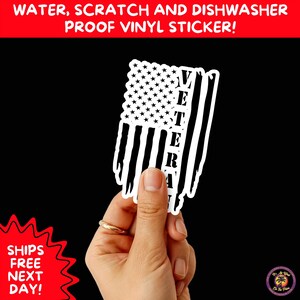 VETERAN STICKERS | Veteran Made Patriotic Vinyl Decals for Military Support, Army Navy Marine Veteran Gifts, American Flag Bumper Sticker