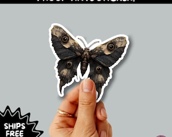 GOTH MOTH STICKERS | Gothic Insect Vinyl Stickers, Dark Aesthetic Stickers for Laptops Journals, Spooky Bug Stickers, Moth Witchy Decor
