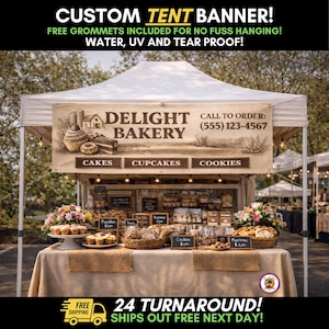 CUSTOM VINYL BANNER | Custom Banner, Custom Vinyl Banner, Canopy, Tent Banner, Custom Banners, Personalized Banner, Event Banner, Trade Show