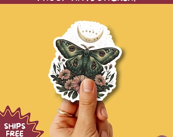 LUNA MOTH STICKERS | moth, sticker, luna moth, moon moth, cottage core, large moth, insect sticker, laptop sticker,