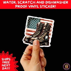 VETERAN STICKERS | Veteran Made Patriotic Vinyl Decals for Military Support, Army Navy Marine Veteran Gifts, American Flag Bumper Sticker