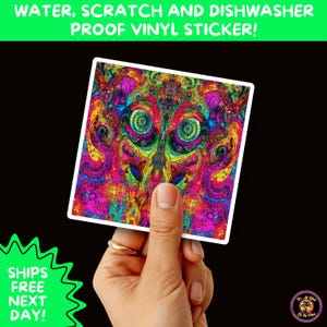 PSYCHEDELIC ART STICKERS | Trippy Groovy Vinyl Decals for Journals, Water Bottles, Laptops, Hippie Aesthetic Stickers for Vibe Lovers