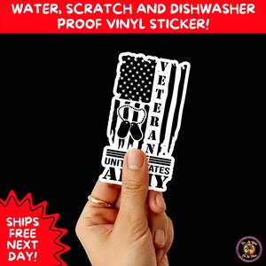 VETERAN STICKERS | Veteran Made Patriotic Vinyl Decals for Military Support, Army Navy Marine Veteran Gifts, American Flag Bumper Sticker