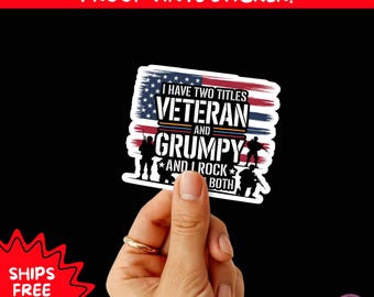 VETERAN STICKERS | Veteran Made Patriotic Vinyl Decals for Military Support, Army Navy Marine Veteran Gifts, American Flag Bumper Sticker