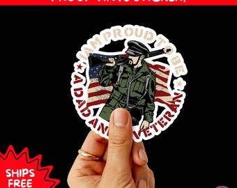 VETERAN STICKERS | Veteran Made Patriotic Vinyl Decals for Military Support, Army Navy Marine Veteran Gifts, American Flag Bumper Sticker