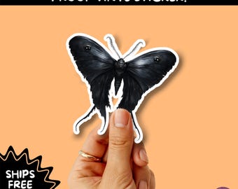 GOTH MOTH STICKERS | Gothic Insect Vinyl Stickers, Dark Aesthetic Stickers for Laptops Journals, Spooky Bug Stickers, Moth Witchy Decor