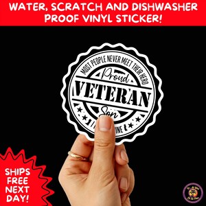 VETERAN STICKERS | Veteran Made Patriotic Vinyl Decals for Military Support, Army Navy Marine Veteran Gifts, American Flag Bumper Sticker