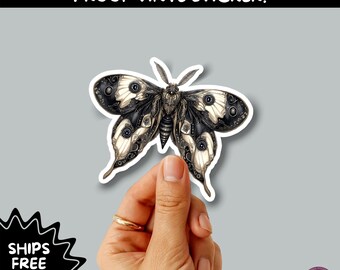 GOTH MOTH STICKERS | Gothic Insect Vinyl Stickers, Dark Aesthetic Stickers for Laptops Journals, Spooky Bug Stickers, Moth Witchy Decor